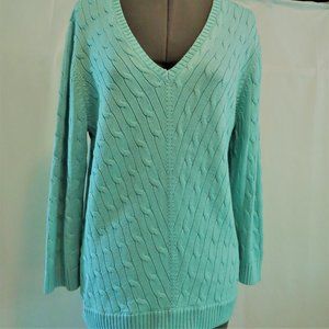 LAUREN Ralph Lauren, V-Neck Cable-Knit Sweater  XL